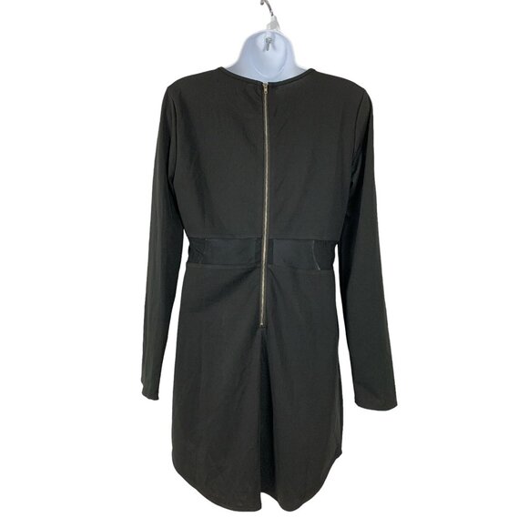 Leadingstar Black Long-Sleeve Knee Length Shift Dress Zip Back Closure Size XL - Picture 4 of 10